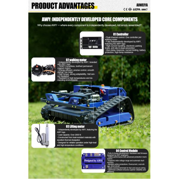 European Spot High Chassis Remote Control Tracked Mower Avoid Fruit Tree Branches Hilly Wasteland Lawn Mowers