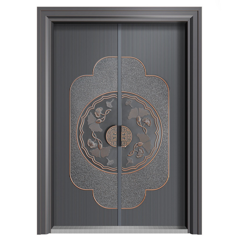 Modern Design Custom Aluminum Security Entry Doors High-End Decorative Front Entrance Fire Rated Water Apartment Outdoor