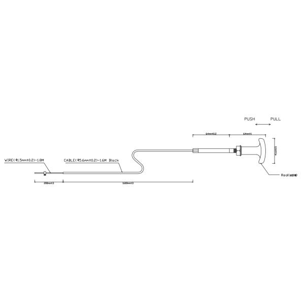 Plated T Handle 1700MM Transmission Control Cable