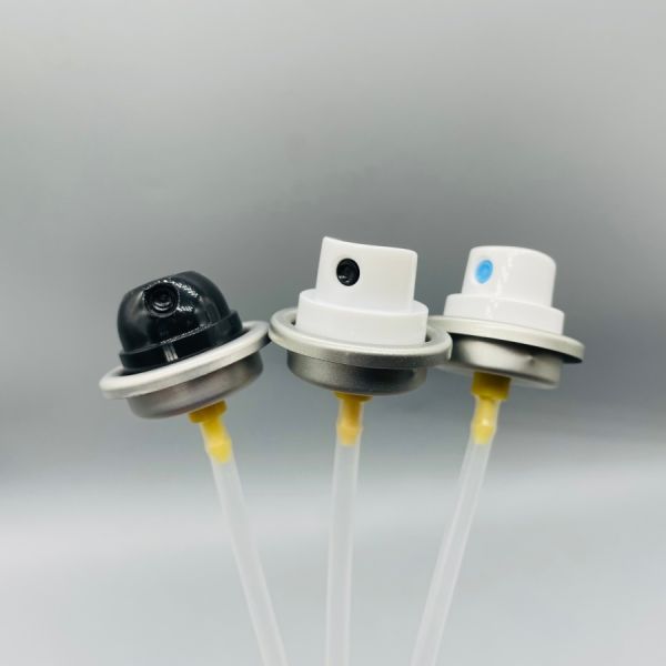 Precision aerosol valve for deodorant body spray - close-up view