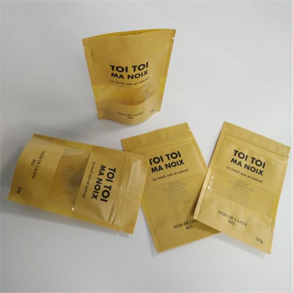 120mic Brown Biodegradable Kraft Paper Bag MOPP With Window
