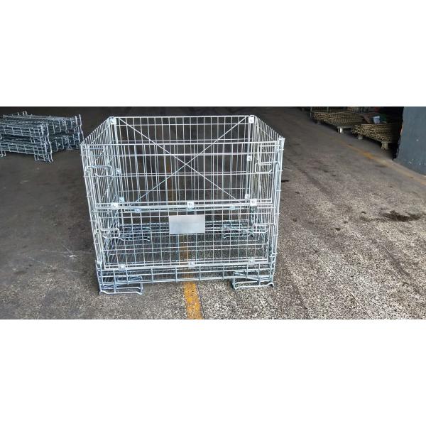 Lightweight Collapsible Metal Mesh Containers For Warehouse Storage