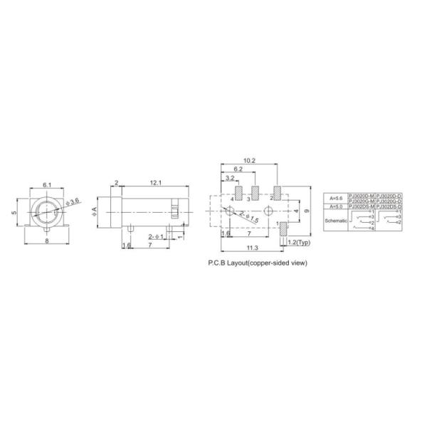 3.5 Smt Universal Phone Jack PJ3020D