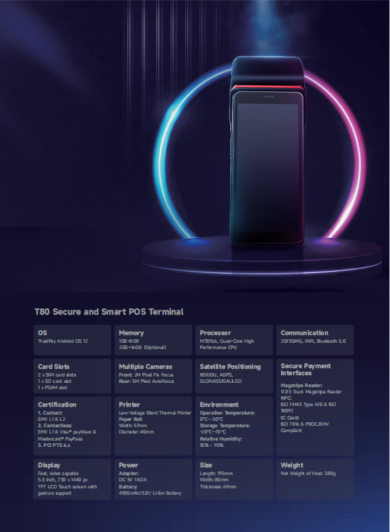 Android POS Terminal with Built-in 58*40mm Thermal Printer, Quad-core Processor, and EMV Technology for Secure Payments
