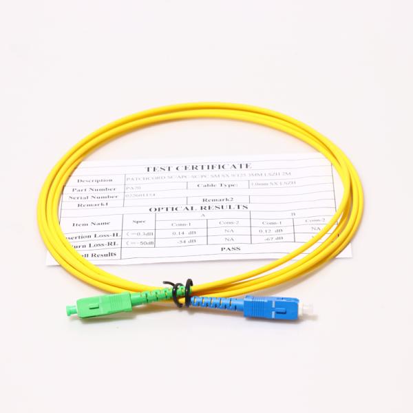 DYS SC/APC-SC/UPC SM Simplex PVC 1.5m Optical Fiber Patch Cord