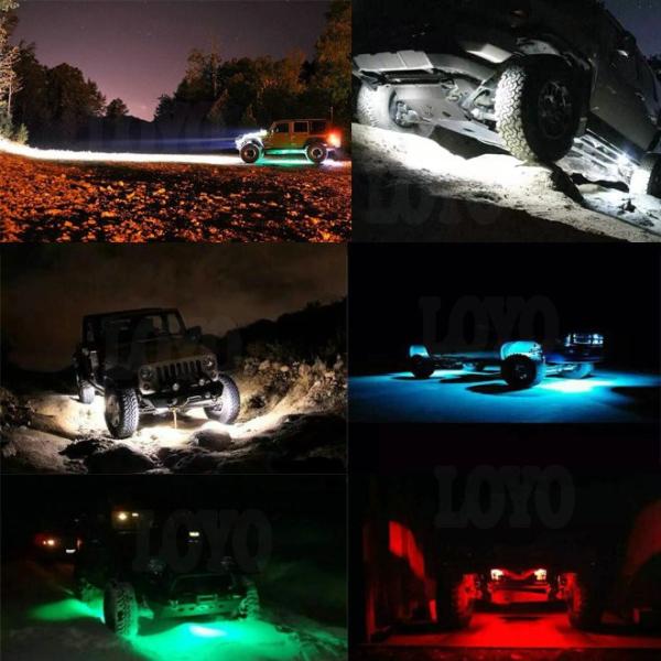 DC 9 - 30V 8 Pods Rock Lights For Trucks with Bluetooth Remote Controller