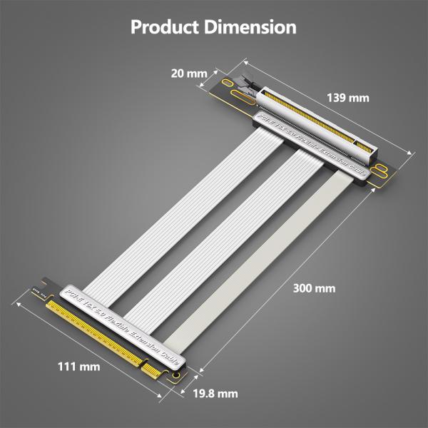High Speed Pcie5 Riser Cable 5.0 X 16 GPU Expansion Card 90 Degree