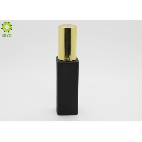 40ml Glass Cosmetic Containers , Square Shape Matte Black Lotion Pump Bottle