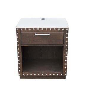 Quality White Quartz Top 1 Drawer Solid Wood Nightstand , Modern Wood Nightstand Custom Made for sale