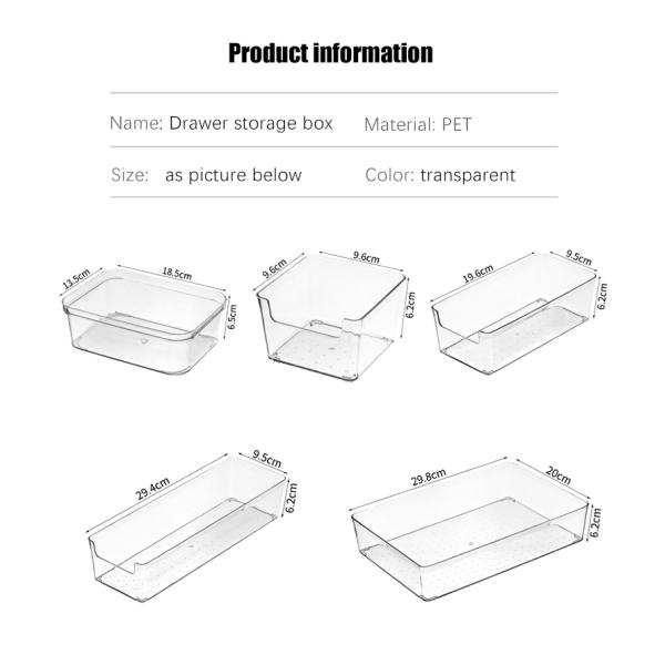 Eco friendly clear drawer divider adjustable plastic container drawer organizers for household