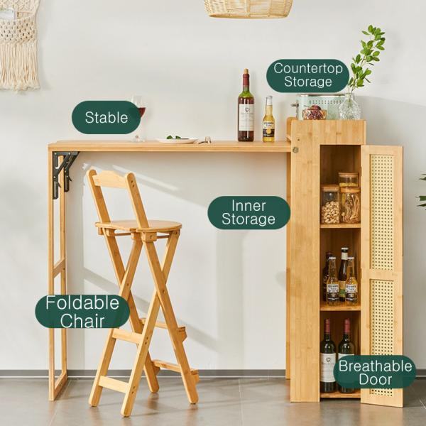 Folding Counter Bar Table, High with Stool Kitchen Dining Set,Space Saving and Chair