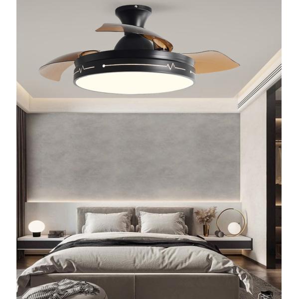 Decorative Folding Ceiling Fan With Light Remote Control Black Brown