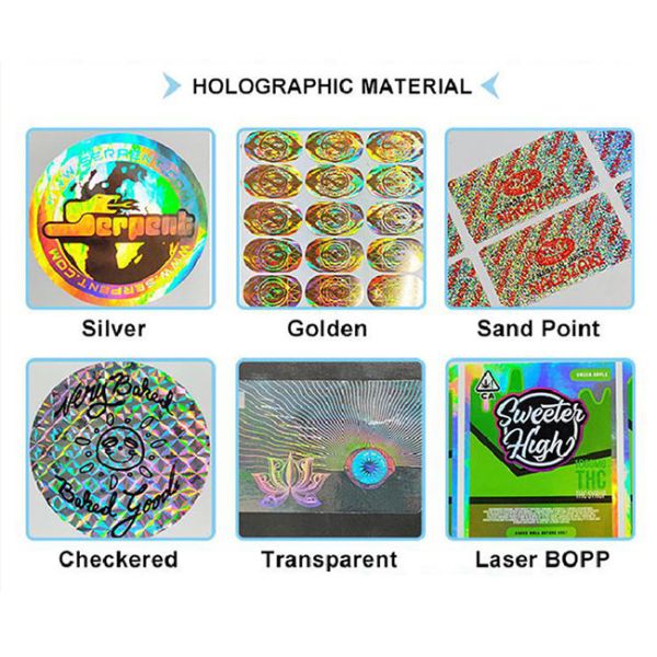 Custom Printed Holographic PVC Label Sticker Vinyl Logo Labels