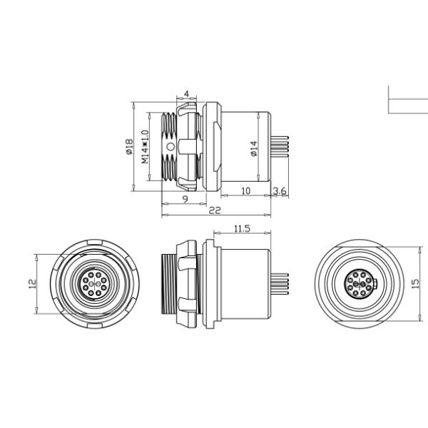 10 Pin Rear Panel Mount Socket Fischer DBP 1031 Compatible Female Connector DBP1031Z010
