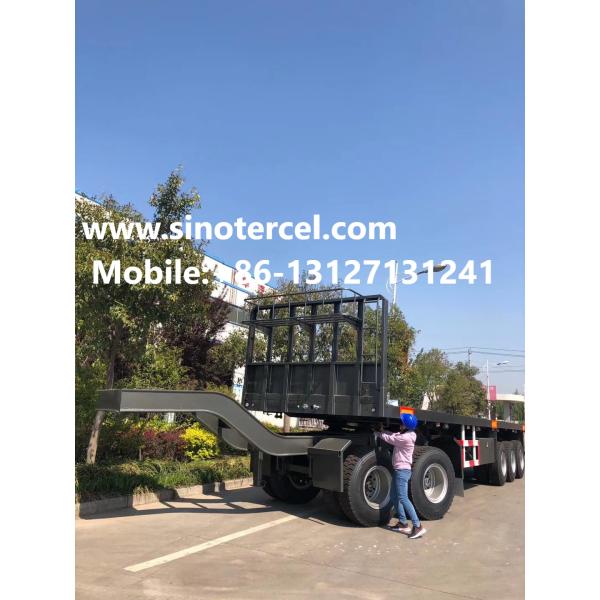 60T Semi Trailer 3 Axles Semi Flatbed Trailers Gray