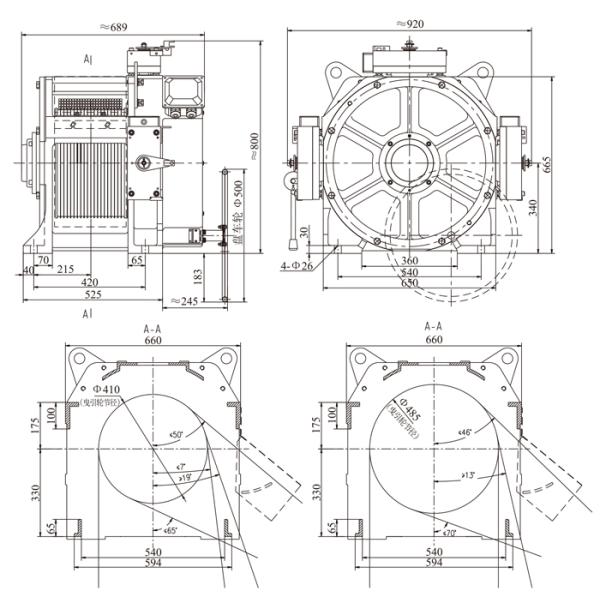 1000kg Gearless Traction Machine With Permanent Magnet Synchronous
