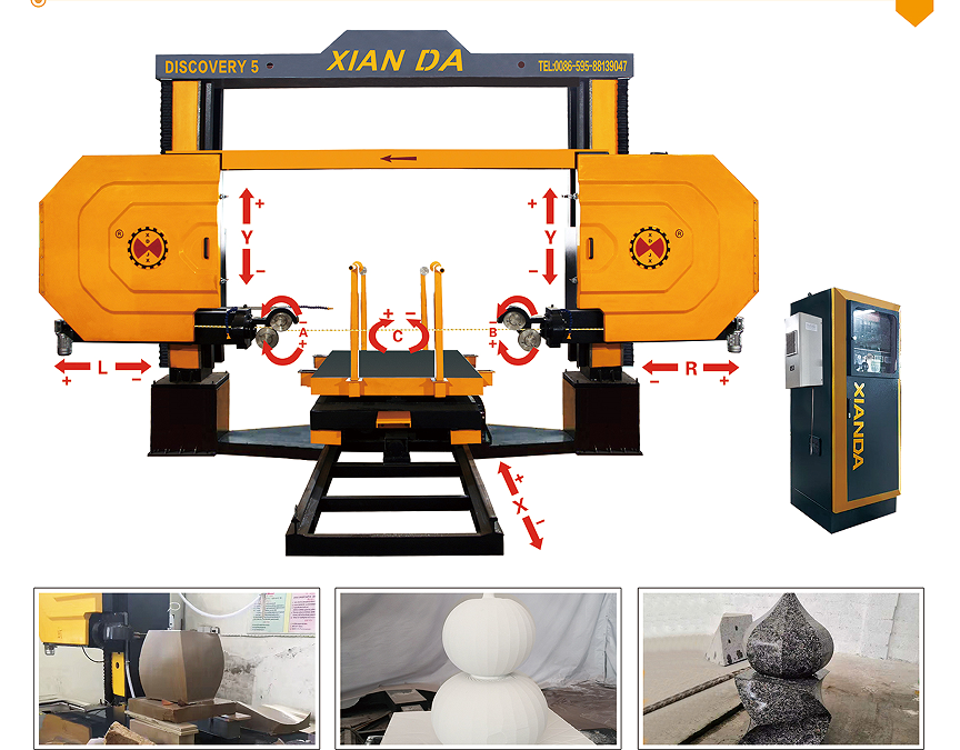 XIANDA 5 Axis CNC Diamond Wire Saw Machine in operation