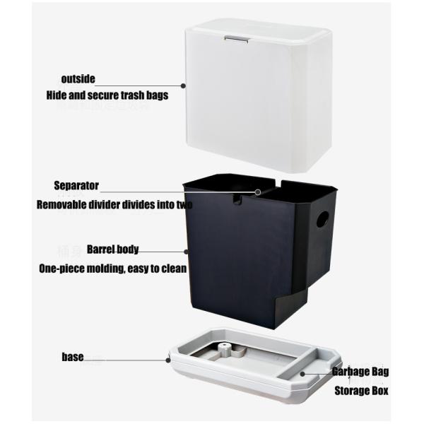 Trash Can with Lid Plastic Garbage Can with Push Button Narrow Modern Waste Basket for Kitchen Slim Dogproof Bedroom Garbage Bin