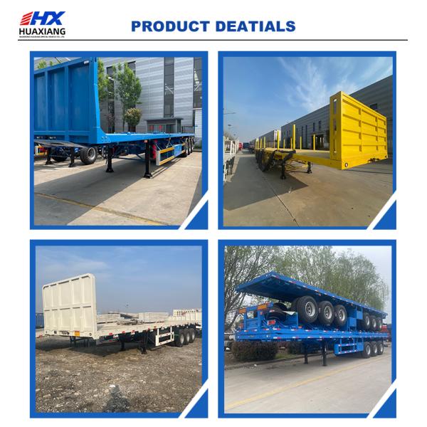 40Ft Flatbed Semi Truck Trailer High Platform Cargo Flat Deck Container Customizable