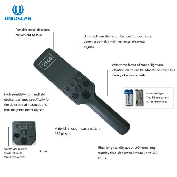 ABS Material Hand Held Metal Detector Standard 9V Battery Can Detect Tiny Metal Gold