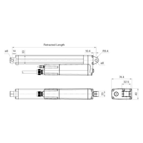 Heavy Duty Black 12VDC 24VDC Electric Linear Actuators Harsh Working Environments Fertilizer