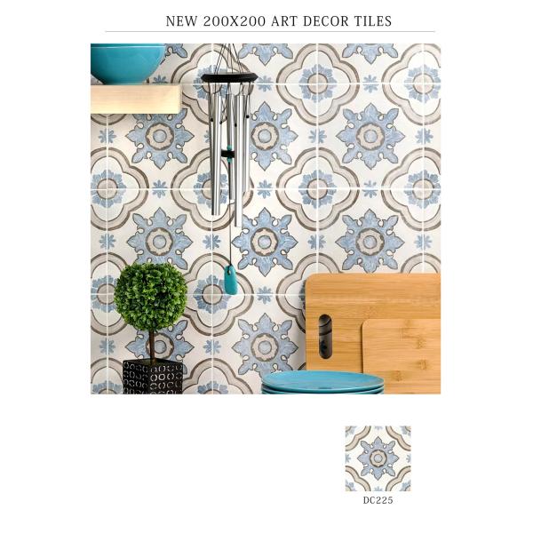 Blue 20x20cm Ceramic Rustic Tile for Kitchen & Bathroom Walls