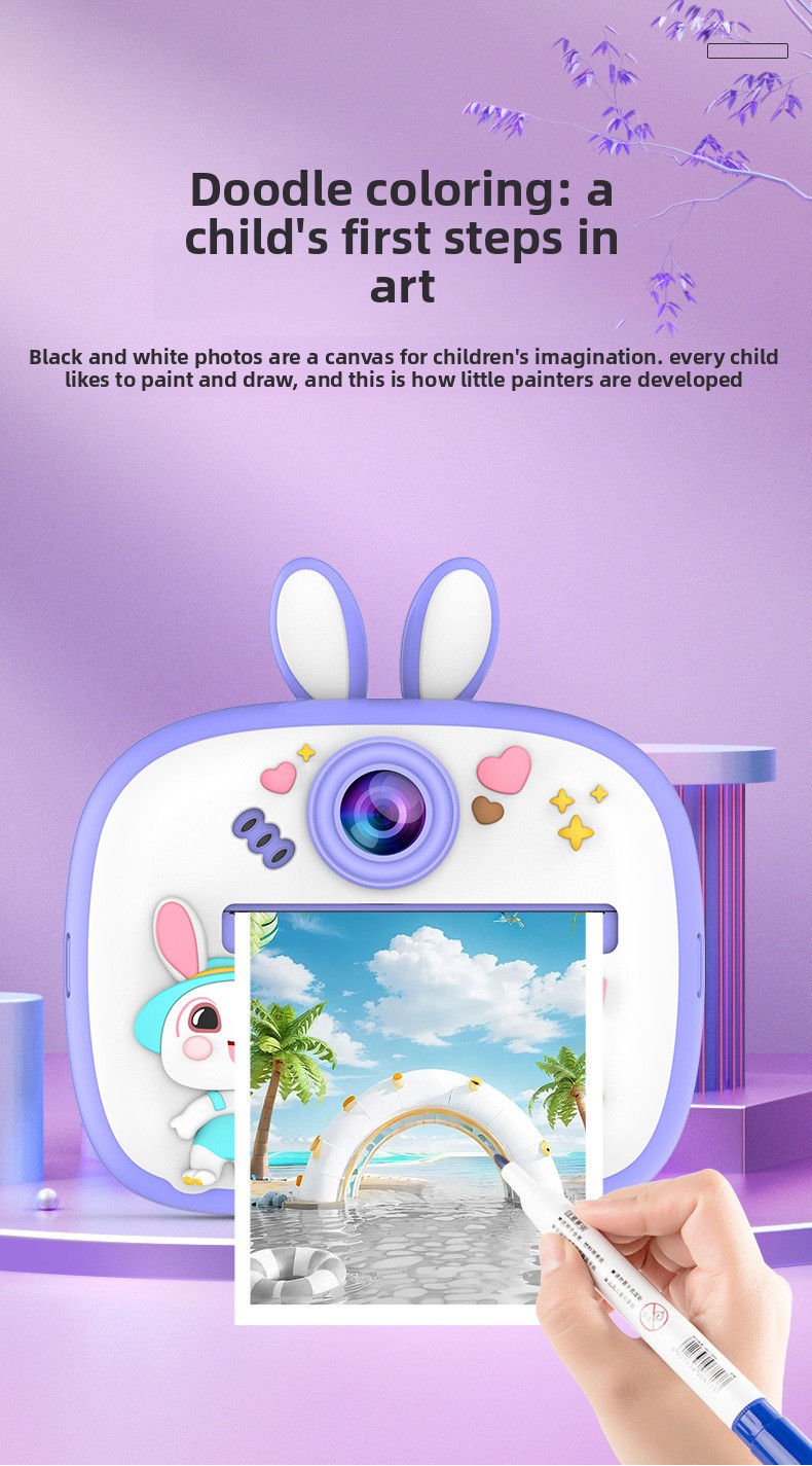 New Multi-Function HD Dual Lens Kids Digital Camera with Instant Shooting Function, Supports Photo & Video Recording, 1080P