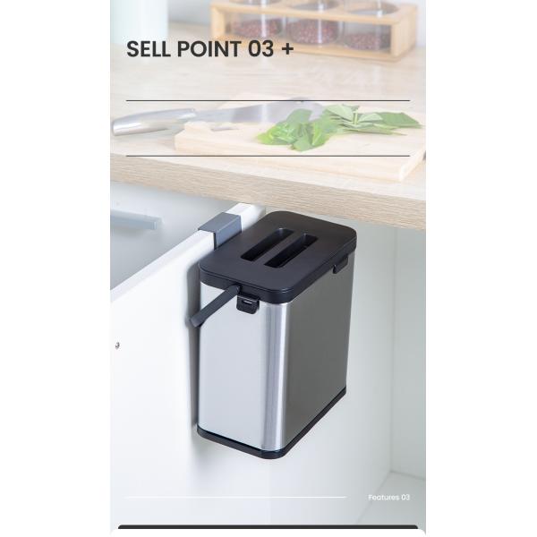 Hanging Kitchen Bin Stainless Steel square Trash Bin Black Mini Small for Kitchen