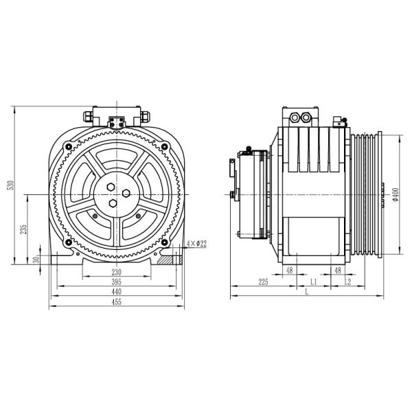 Permanent Magnet Synchronous Gearless Traction Machine With Single Wrap