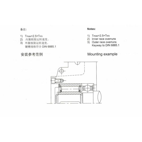 AE series roller type one way freewheel clutch apply in package machine