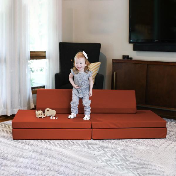 Versatile Micro Suede 6 Piece Foam Multifunctional Sofa Play Room Couches