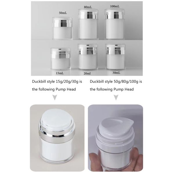 15/30/50/100ml Airless Pump Bottle with Removable Inner Liner Refillable Cartridge and Precise 0.2g per Press