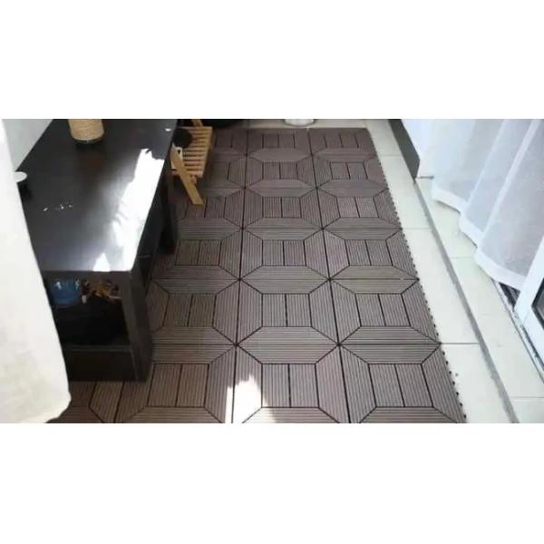 Composite 300 X 300mm Solid Wood Plastic Composite Non Slip Tile For Bathroom