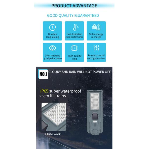 800W 1200W ABS Automatic Led Street Light Remote Control All In One
