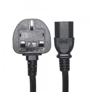 China BS1363 UK 3 Pin Power Cable , 250v 13a Fused Plug IEC C13 Power Cord on sale