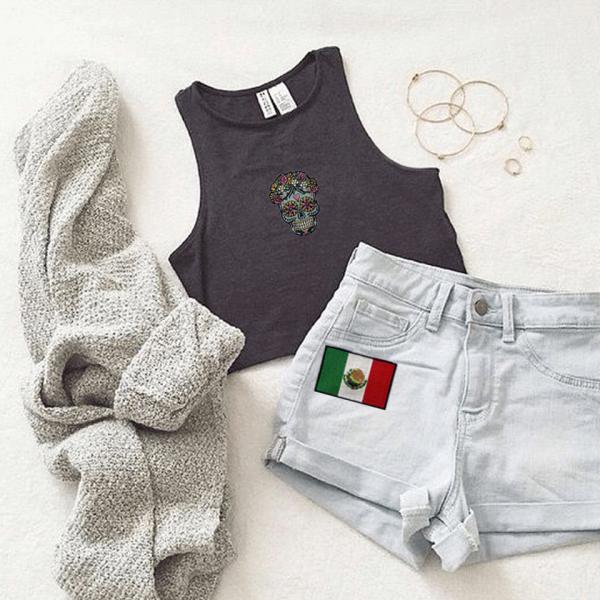 Stick On Embroidery Mexico Flag Velcro Patch Laser Cutting Border