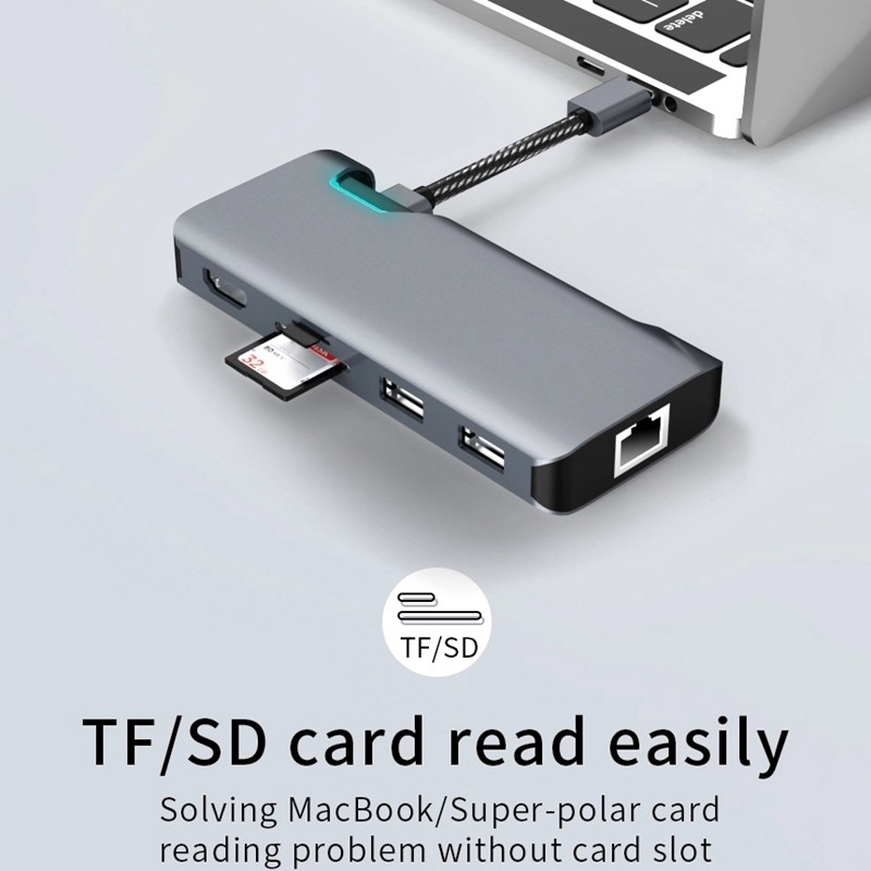 7 In 1 PD Charging Hidden Cable USB C Docking Station