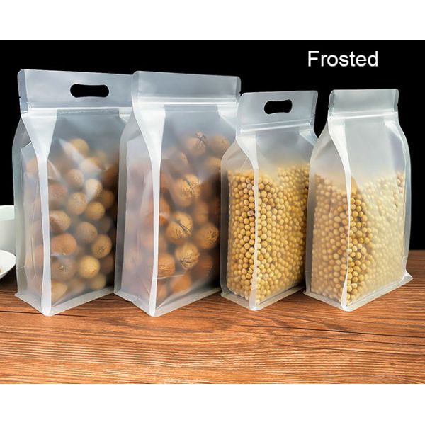 Cheap Nuts Spice Zipper Bag Sealing Clear Flat Bottom Pouch Zip Lock Plastic Food Packaging Gusset Bag