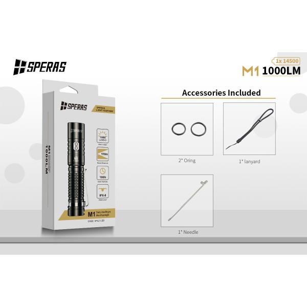 Rechargeable Super Bright 1000lm EDC Pocket Flashlight