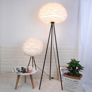 Quality LED floor lamp modern tripod white feather floor lamp living room reading lamp bedside floor lamp(WH-MFL-27) for sale