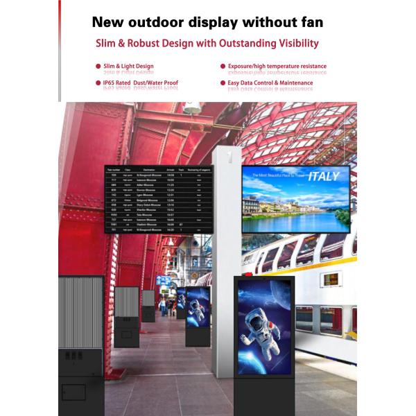 55" Outdoor Vertical Super Thin Split Screen 2500Nits Advertising Display Player