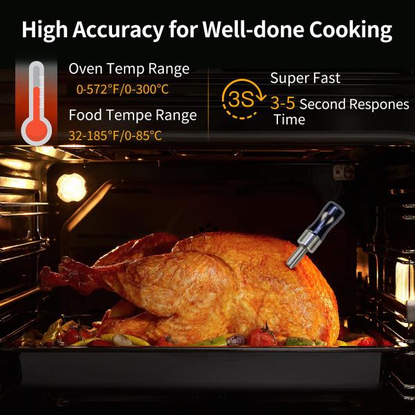 165ft Smart Wireless Thermometer Digital Instant Read Bluetooth Meat Thermometer APP Remote Thermometer With Ceramic Handle