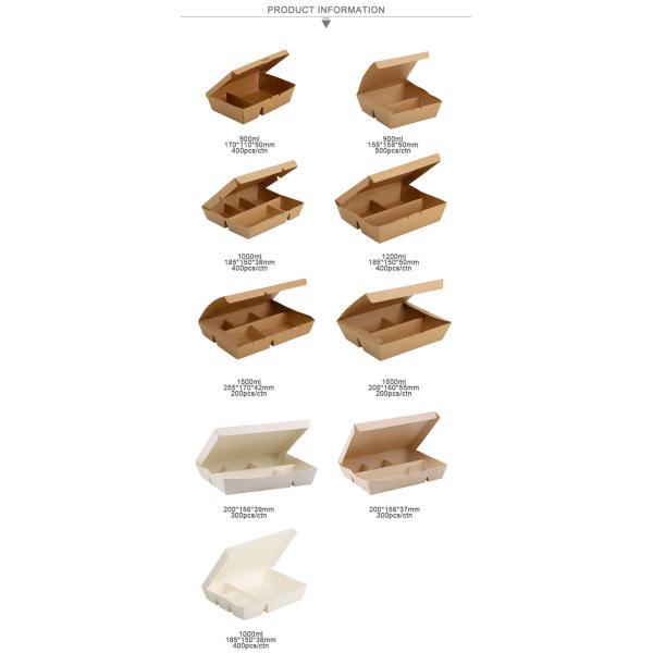 1 2 3 Compartments Disposable Burger Takeaway Containers