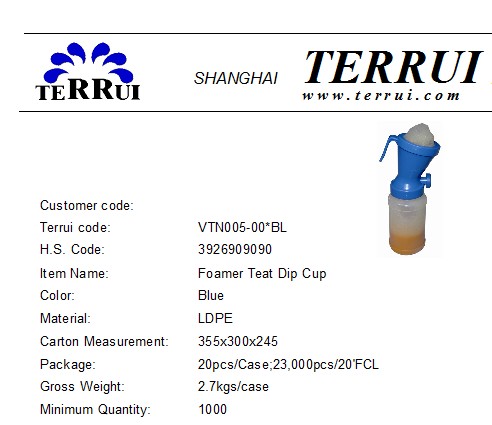 Plastic LDPE Foamer Teat Dip Cup For Livestocks