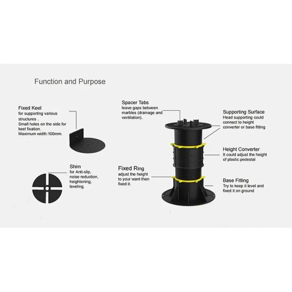 OEM Flooring Plastic Adjustable Pedestal Adjustable Decking Joist Supports