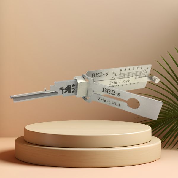 Lishi Tool 2-in-1 BE2-6 Model Corrosion-Resistant Decoder & Pick Locksmith Tool for Home Door