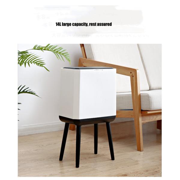 Trash Can with Lid Plastic Garbage Can with Push Button Narrow Modern Waste Basket for Kitchen Slim Dogproof Bedroom Garbage Bin