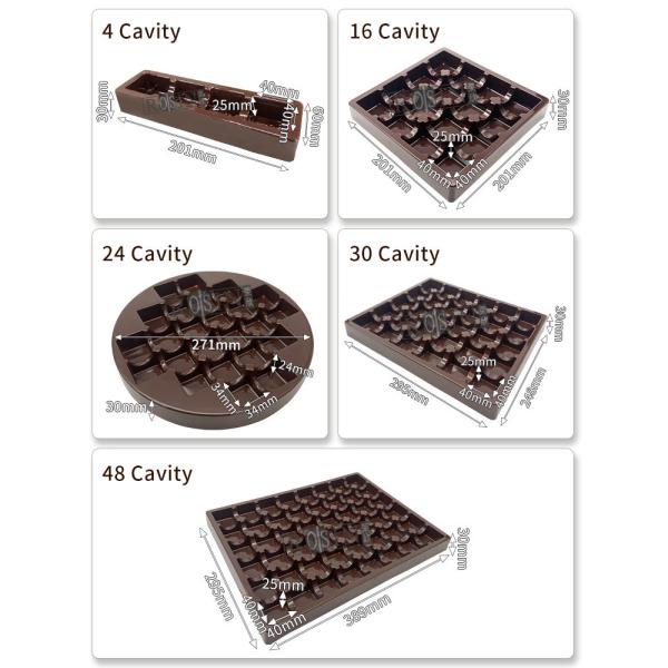 Custom 16 Cavity Plastic Chocolate Packaging PS Chocolate Packaging Tray