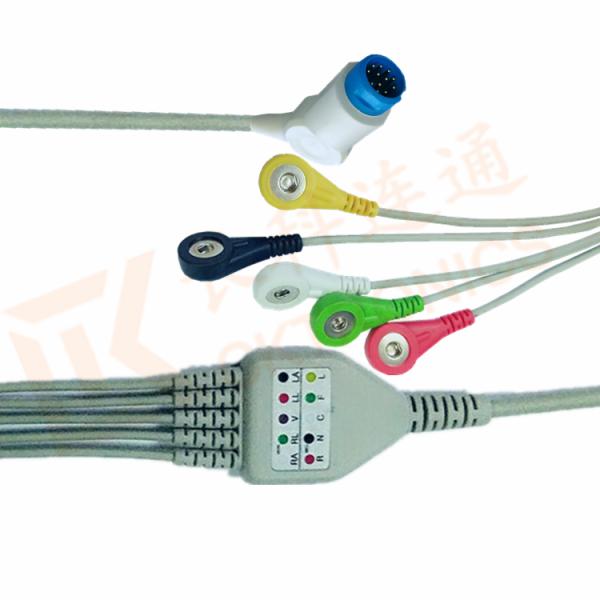 Philips 12 Pin Snap IEC ECG Patient Cable 5 Leads Copper Conductor Material