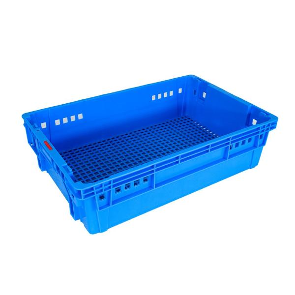 Supermarket Storage Mesh Turnover Box Eco-Friendly PP Plastic Crate Stackable with Logo